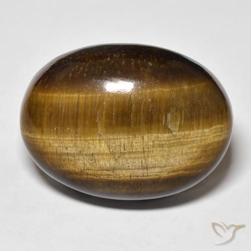 36.66ct Natürlicher Medium Light-Brown Tigerauge, Oval, Lichtundurchlässig