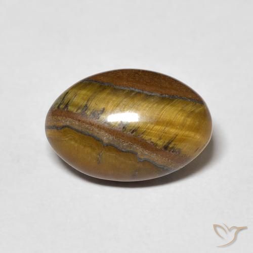 4.24ct Natürlicher gelblich-braun Tigerauge, Oval, Lichtundurchlässig, Photo A