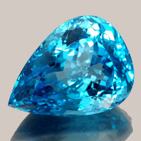 36,61 ctw natürlicher blauer Topas, Birnenform, IF