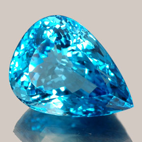 36,61 ctw natürlicher blauer Topas, Birnenform, IF