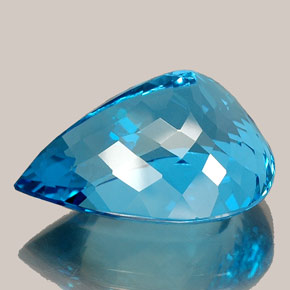 36,61 ctw natürlicher blauer Topas, Birnenform, IF