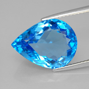9,62 ctw natürlicher blauer Topas, Birnenform, VVS