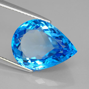 9,62 ctw natürlicher blauer Topas, Birnenform, VVS