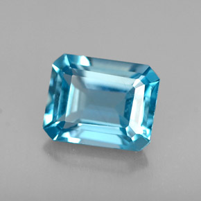 1,69 ctw natürlicher blauer Topas, Smaragdschliff, VVS