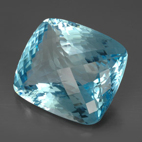185,00 ctw natürlicher blauer Topas, Kissenschliff, IF