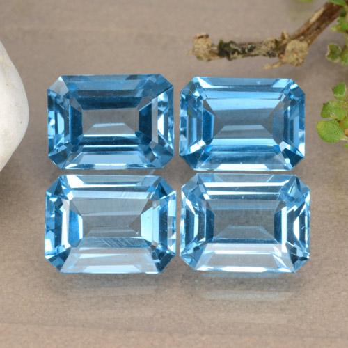 7,47 ct natürliche blauer Topas-Edelsteine, Smaragdschliff, VVS