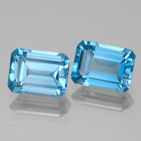 4.01 ct natürliche Swiss Blue Topas-Edelsteine, Smaragdschliff, VS
