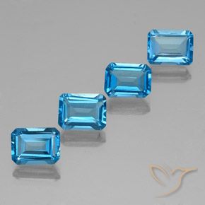 8.08 ct natürliche Swiss Blue Topas-Edelsteine, Smaragdschliff, VVS-VS