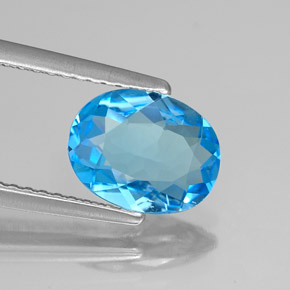 1,64 ctw natürlicher blauer Topas, Oval Schliff, VS