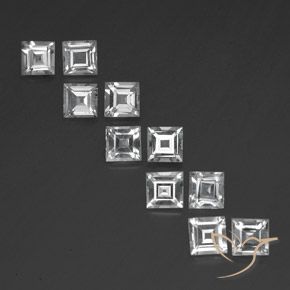 7.35ctw Natürlicher Weiß Topas, Quadrat, VVS-VS