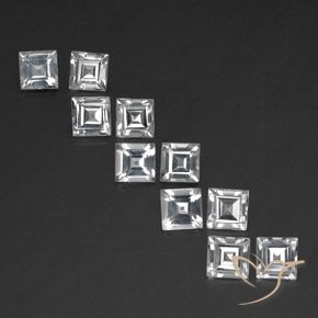 7.68ctw Natürlicher Weiß Topas, Quadrat, VVS