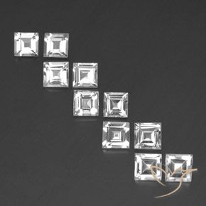 7.45ctw Natürlicher Weiß Topas, Quadrat, VVS-VS