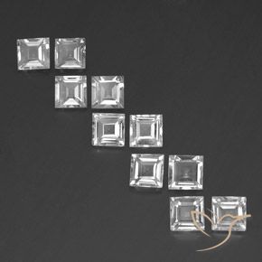 7.55ctw Natürlicher Weiß Topas, Quadrat, VVS-VS