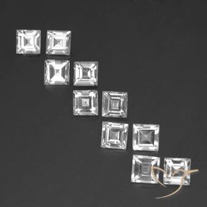 7.70ctw Natürlicher Weiß Topas, Quadrat, VVS-VS