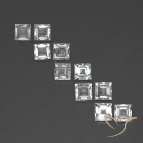 8.30ctw Natürlicher Weiß Topas, Quadrat, VVS-VS