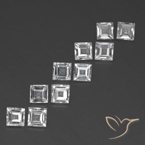 7.59 ct natürliche Klares Weiß Topas-Edelsteine, Quadrat, VVS