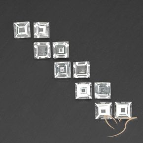 3.74ctw Natürlicher Weiß Topas, Quadrat, VVS-VS