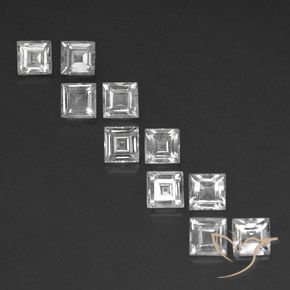 4.21ctw Natürlicher Klares Weiß Topas, Quadrat, VS