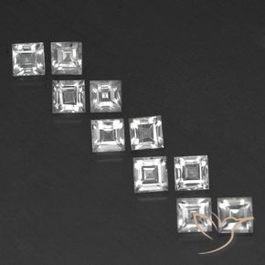 5.19ctw Natürlicher Klares Weiß Topas, Quadrat, VS