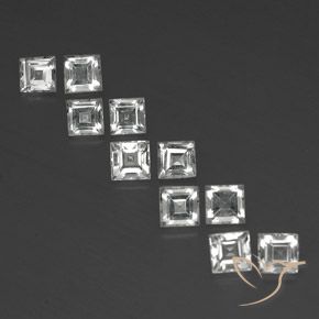 4.22ctw Natürlicher Klares Weiß Topas, Quadrat, VVS-VS