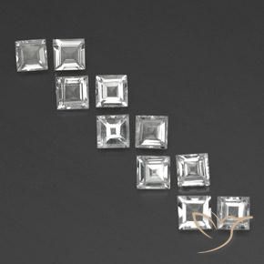 3.88ctw Natürlicher Weiß Topas, Quadrat, VVS-VS