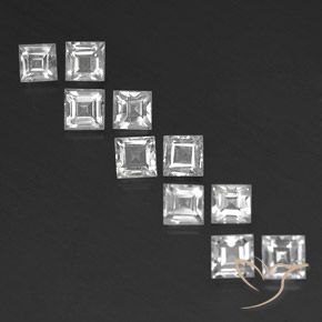 4.78ctw Natürlicher Klares Weiß Topas, Quadrat, VVS-VS