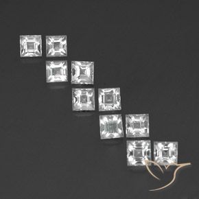 4.36ctw Natürlicher Weiß Topas, Quadrat, VVS-VS