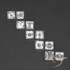 4.20ctw Natürlicher Weiß Topas, Quadrat, VVS-VS