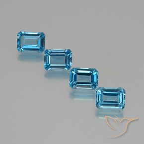 7.76 ct natürliche Swiss Blue Topas-Edelsteine, Oktagonschliff, VS