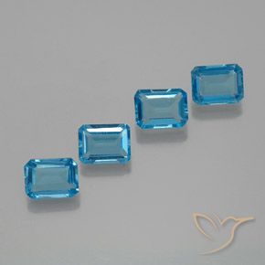 7.31ctw Natürlicher Swiss Blue Topas, Smaragdschliff, VS