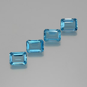 6.99 ct natürliche Swiss Blue Topas-Edelsteine, Smaragdschliff, VS