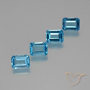 7.71ctw Natürlicher Swiss Blue Topas, Smaragdschliff, VS