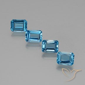 7.46 ct natürliche Swiss Blue Topas-Edelsteine, Oktagonschliff, VS
