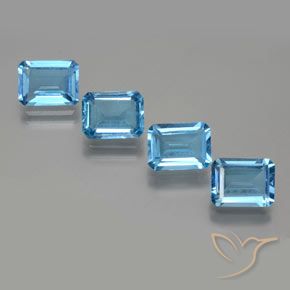 7.18ctw Natürlicher Swiss Blue Topas, Smaragdschliff, VS