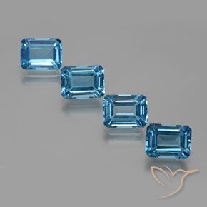 8.04ctw Natürlicher Swiss Blue Topas, Smaragdschliff, VVS-VS