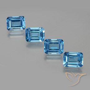 7.79ctw Natürlicher Swiss Blue Topas, Smaragdschliff, VS