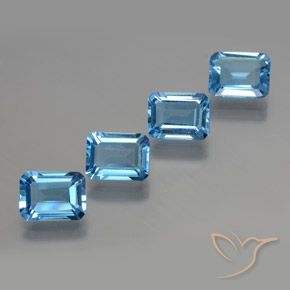 7.75 ct natürliche Swiss Blue Topas-Edelsteine, Oktagonschliff, VVS-VS