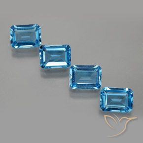 7.23ctw Natürlicher Swiss Blue Topas, Smaragdschliff, VS
