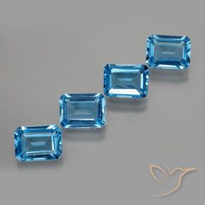 7.23 ct natürliche Swiss Blue Topas-Edelsteine, Oktagonschliff, VS