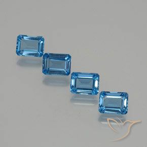 8.13 ct natürliche Swiss Blue Topas-Edelsteine, Oktagonschliff, VS