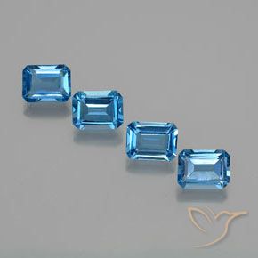 7.49 ct natürliche Swiss Blue Topas-Edelsteine, Oktagonschliff, VS