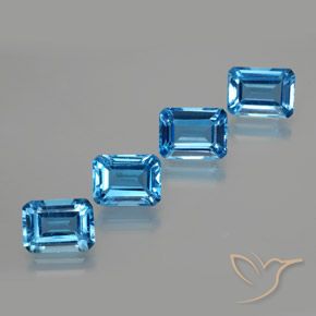 7.97 ct natürliche Swiss Blue Topas-Edelsteine, Smaragdschliff, VS