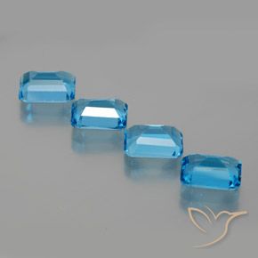 7.53 ct natürliche Swiss Blue Topas-Edelsteine, Oktagonschliff, VS