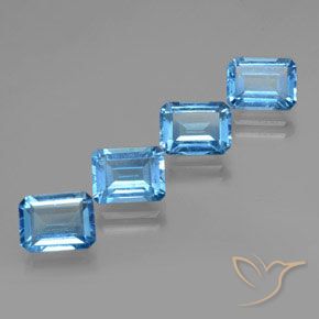 8.32 ct natürliche Swiss Blue Topas-Edelsteine, Oktagonschliff, VS