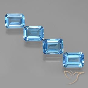 7.76ctw Natürlicher Swiss Blue Topas, Smaragdschliff, VS