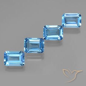 7.76 ct natürliche Swiss Blue Topas-Edelsteine, Oktagonschliff, VS