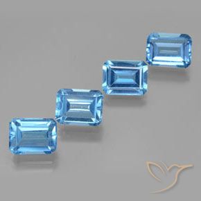 7.93 ct natürliche Swiss Blue Topas-Edelsteine, Oktagonschliff, VS