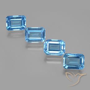8.19ctw Natürlicher Swiss Blue Topas, Smaragdschliff, VS