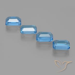 8.19 ct natürliche Swiss Blue Topas-Edelsteine, Oktagonschliff, VS
