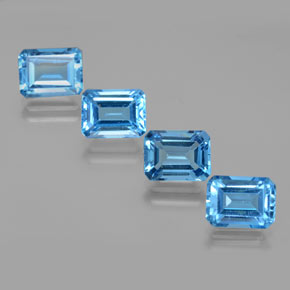 8.59 ct natürliche Swiss Blue Topas-Edelsteine, Smaragdschliff, VS